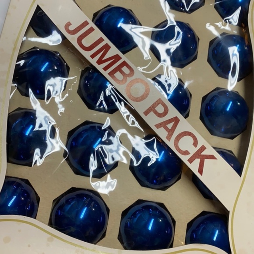 Pyramid jumbo pack blue 20 glass ornaments